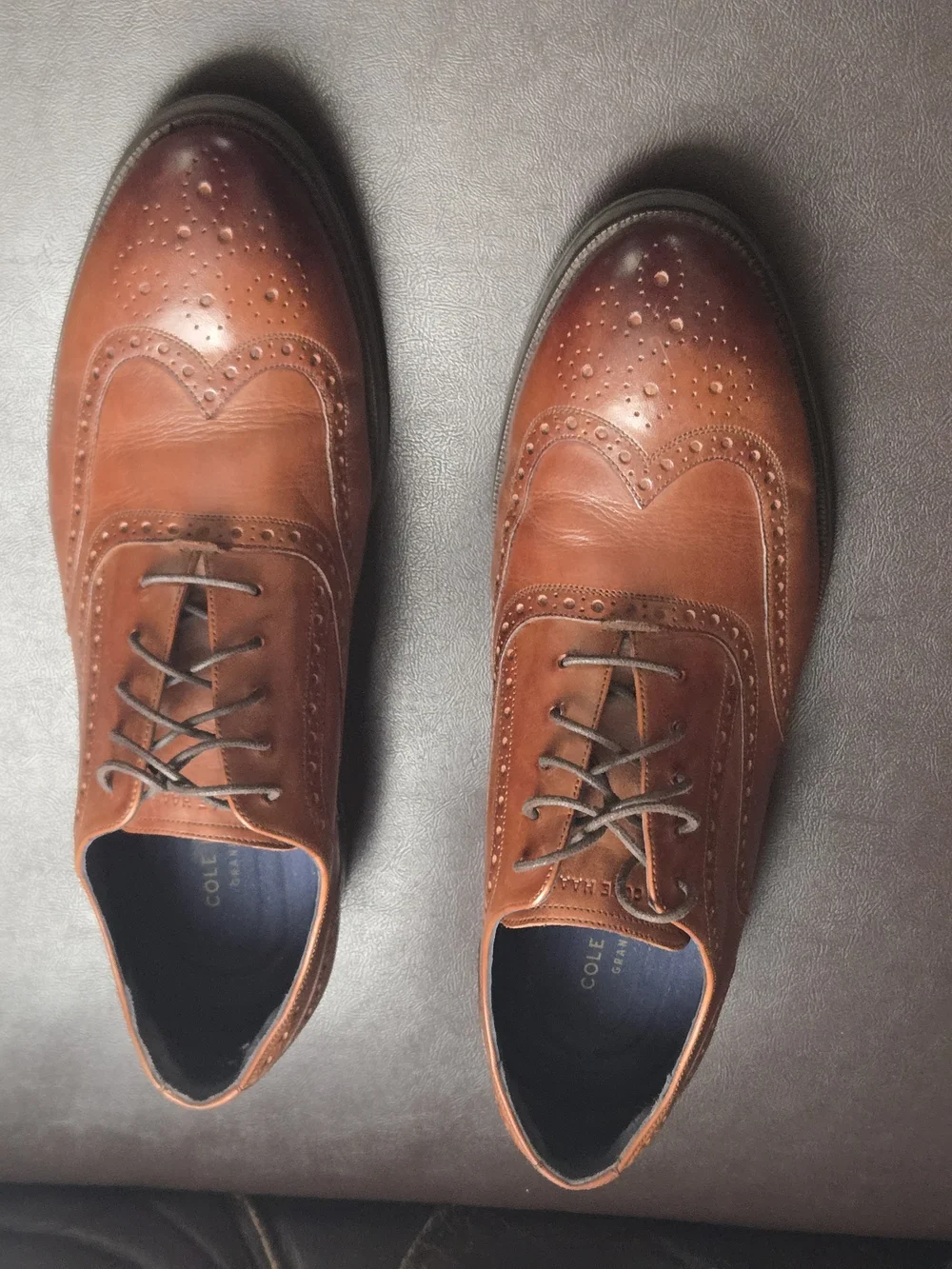 Cole Haan Cognac Brown Leather Wingtip Oxfords